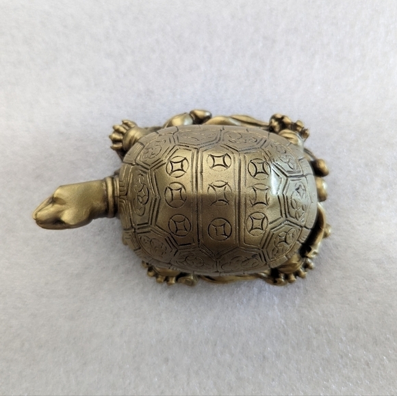 3" Gold Feng Shui Lucky Turtle Statue Figurine Paperweight Gift Home Decor - Picture 7 of 10